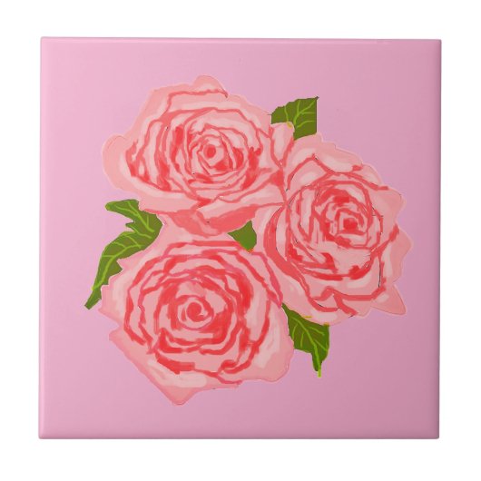 Pink roses タイル (正面)