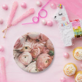 Pink roses ペーパープレート (パーティー)