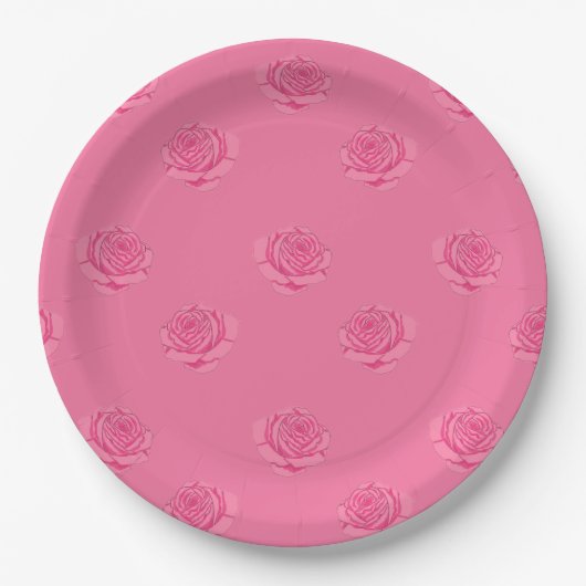 Pink roses ペーパープレート (正面)