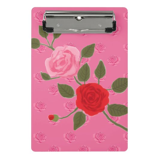Pink roses ミニクリップボード (正面)