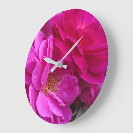 Pink Roses ラージ壁時計 (傾斜)