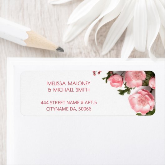 Pink Roses 3D Flowers |  Wedding ラベル (インサイチュ)