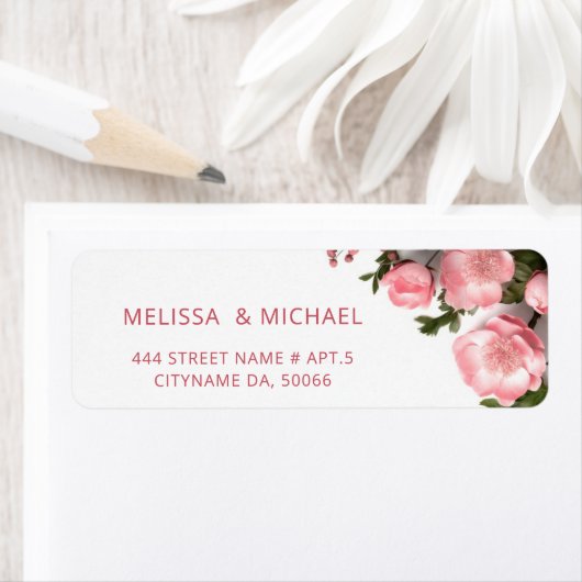 Pink Roses 3D Flowers |  Wedding ラベル (インサイチュ)