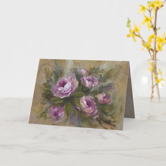 Pink Roses 5 x 7" カード (黄色い花)