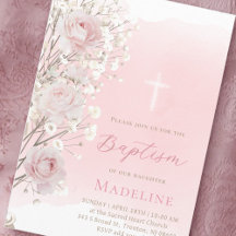 pink roses and baby's breath | Baptism baby girl 