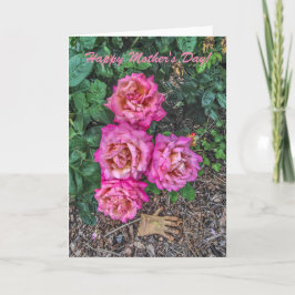 Pink Roses and Garden Glove - Mother's Day カード