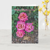 Pink Roses and Garden Glove - Mother's Day カード (黄色い花)