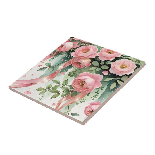 Pink Roses and Ribbons タイル (側面)