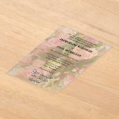 Pink Roses Bouquet Bride and Groom Photo アクリル招待状 (レイダウン)