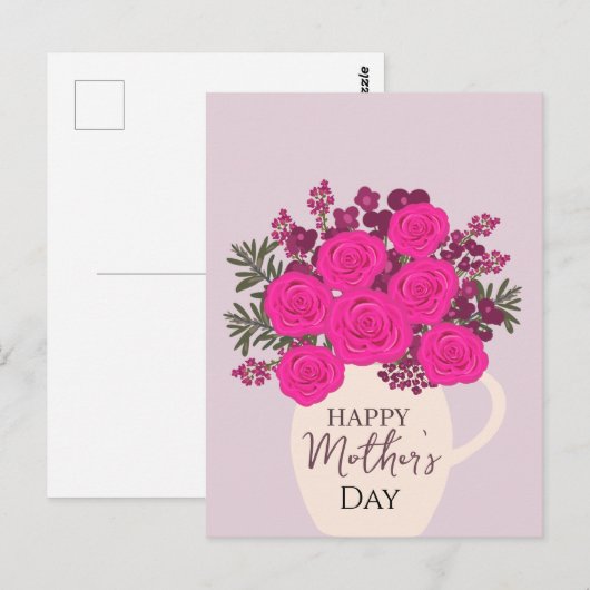 Pink Roses Bouquet – Elegant Mother’s Day Floral  ポストカード (正面/裏面)