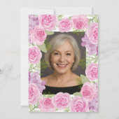 Pink Roses Custom Photo Template 101st Birthday 招待状 (裏面)
