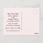 Pink Roses & Dragonfly Photo Save the Date ポストカード (裏面)