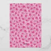 Pink Roses Elegant Silver Floral Quinceanera 箔招待状 (裏面)