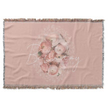 Pink Roses Elegant Vintage Personalized Monogram