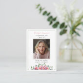 Pink Roses & Eucalyptus Memorial Photo Prayer Card 名刺 (スタンド正面)