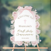  pink roses First Holy Communion welcome sign アクリルサイン (ニュートラル)
