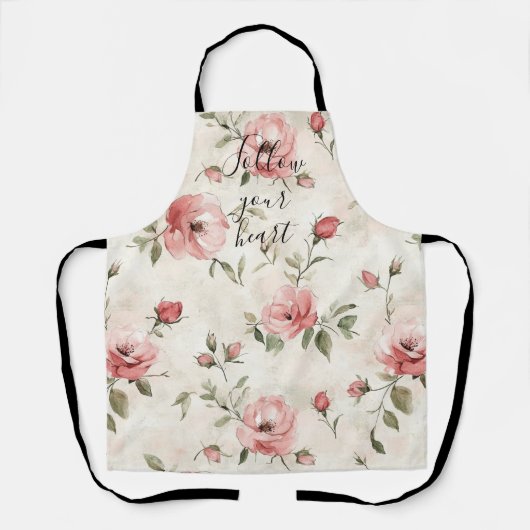 Pink Roses Floral  エプロン (正面)