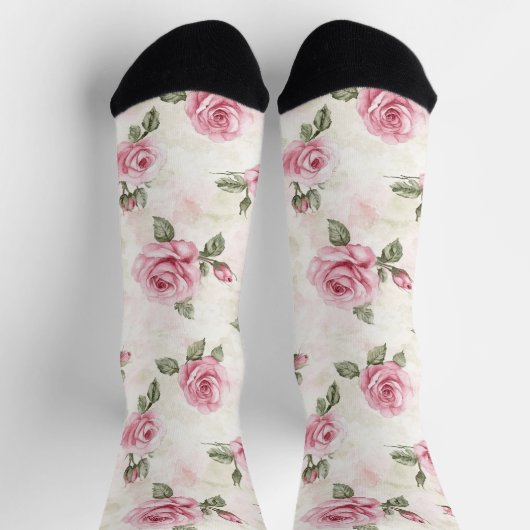Pink Roses Floral         ソックス (上部)