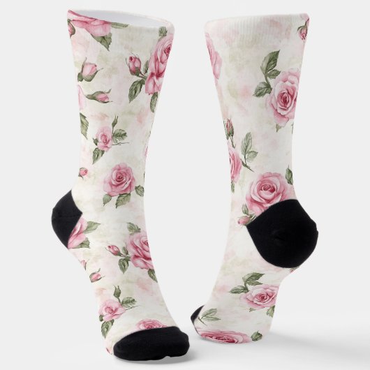 Pink Roses Floral         ソックス (傾斜あり)