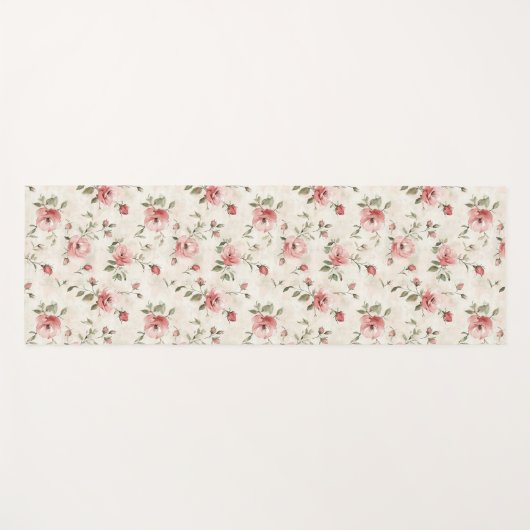 Pink Roses Floral  ヨガマット (正面(横))