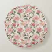 Pink Roses Floral  ラウンドクッション (裏面)