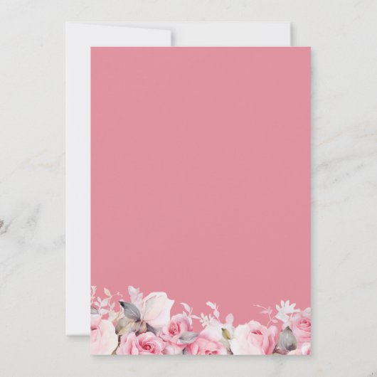 Pink Roses Floral Bridal Shower 招待状 (裏面)