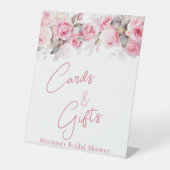 Pink Roses Floral  Bridal Shower Cards & Gifts 台座サイン (正面)