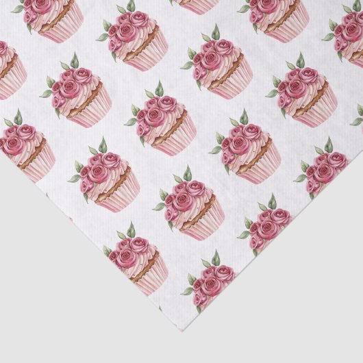 Pink Roses Floral Cupcakes Birthday 薄葉紙 (詳細)