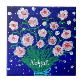 Pink Roses Floral Customized Ceramic Tile タイル