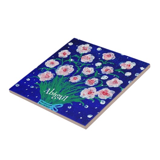 Pink Roses Floral Customized Ceramic Tile タイル (側面)
