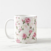 Pink Roses Floral Gold Glitter Shine Bright コーヒーマグカップ (左)