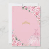 Pink Roses Floral Gold Princess Dress Sweet 16 招待状 (裏面)