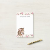 Pink Roses Floral Horse Bow Quote ポストイット (デスク上)