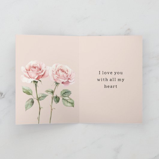 Pink Roses Floral Love カード (内部)