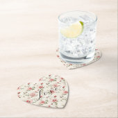 Pink Roses Floral Love ペーパーコースター (インサイチュ)