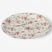 Pink Roses Floral Love Bridal Shower ペーパープレート (アングル)