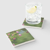 Pink Roses Floral (photography by me) ストーンコースター (横)