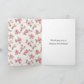 Pink Roses Floral Pretty Horse Pink Bow Birthday カード (内部)