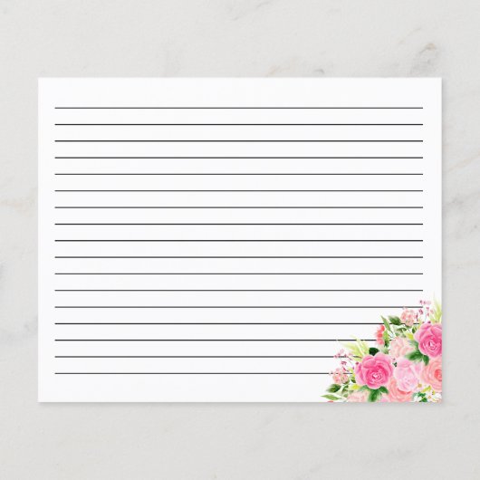 Pink Roses Floral Recipe Card (裏面)