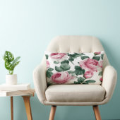 Pink Roses Floral Throw Pillow ランバークッション (椅子)