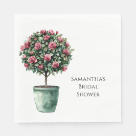 Pink Roses Floral Tree Bridal Shower スタンダードランチョンナプキン
