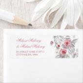  Pink Roses Floral White |  Wedding ラベル (インサイチュ)