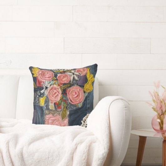 Pink Roses Flower bouquet pillow クッション (ソファ)