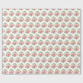 Pink Roses Flowers and Greenery ラッピングペーパー (フラット)