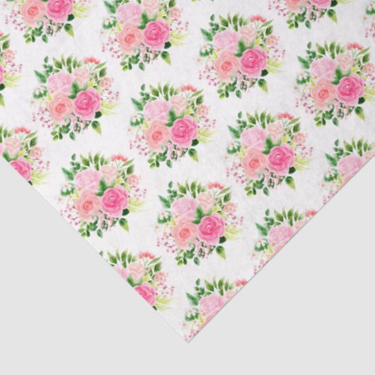 Pink Roses Flowers and Greenery 薄葉紙 (詳細)