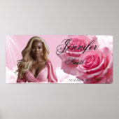 Pink Roses Funeral Casket Insert, Memorial Sign ポスター (正面)
