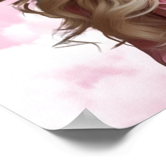 Pink Roses Funeral Casket Insert, Memorial Sign ポスター (角)