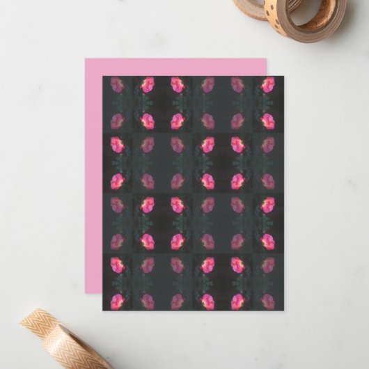 Pink Roses Garden ノートカード (正面/裏面インサイチュ)