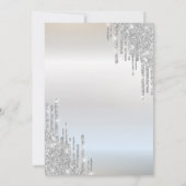 Pink Roses Glitter Drips Silver 80th Birthday   招待状 (裏面)