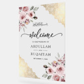 Pink Roses Gold Lace Muslim Wedding Welcome アクリルサイン (傾斜)
